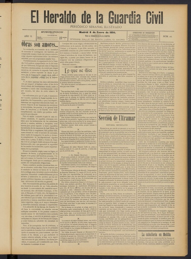 Miniatura de Heraldo de la Guardia Civil del 8 de enero de 1894