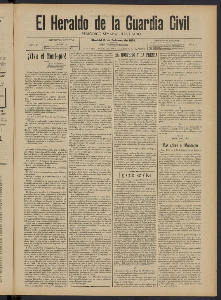 Miniatura de Heraldo de la Guardia Civil del 16 de febrero de 1894