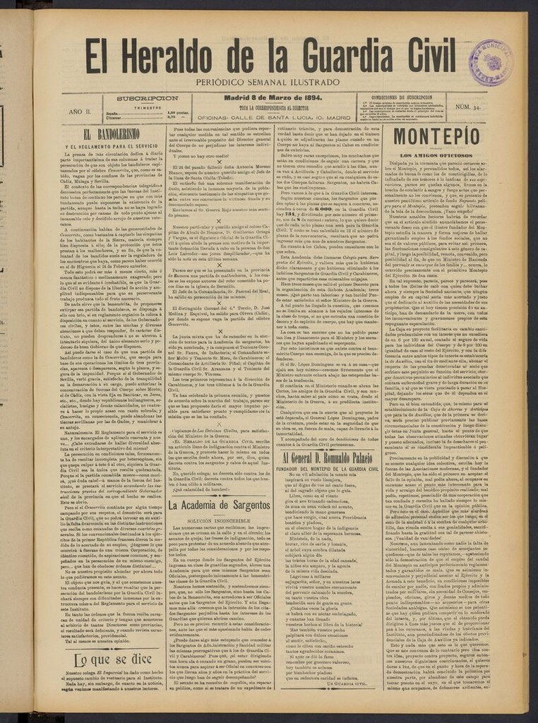 Miniatura de Heraldo de la Guardia Civil del 8 de marzo de 1894