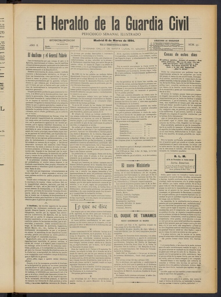 Miniatura de Heraldo de la Guardia Civil del 16 de marzo de 1894