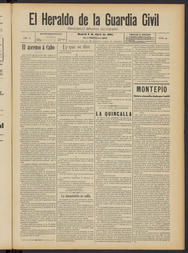 Miniatura de Heraldo de la Guardia Civil del 8 de abril de 1894