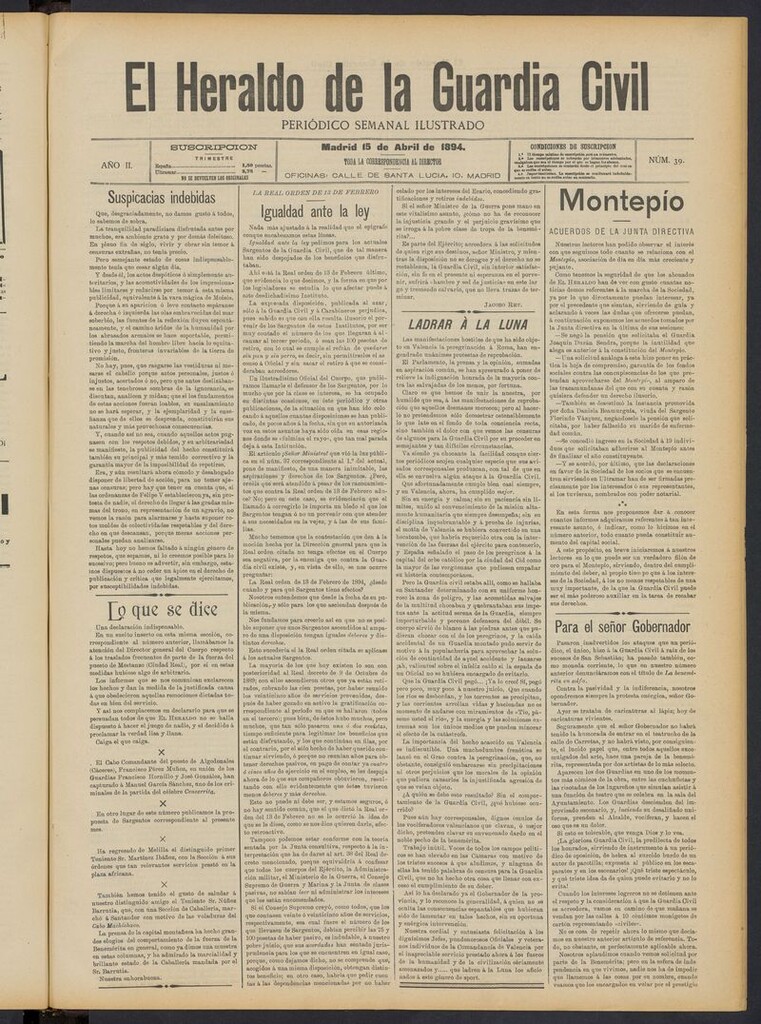 Miniatura de Heraldo de la Guardia Civil del 15 de abril de 1894