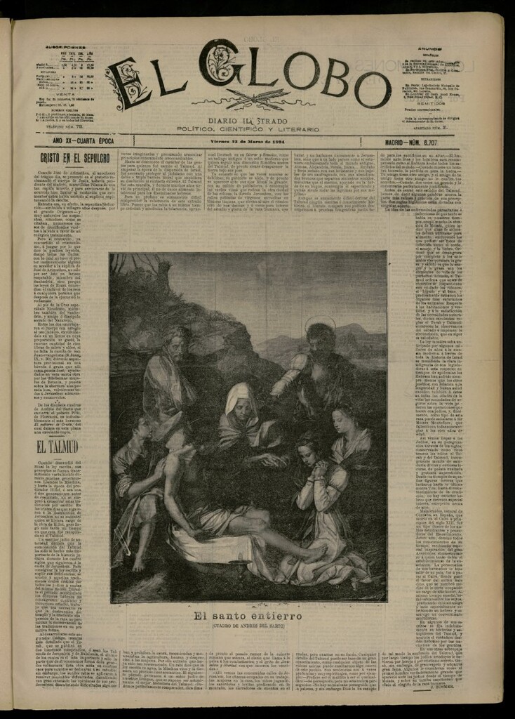 Miniatura de El Globo : diario ilustrado del 23 de marzo de 1894, nº 6707