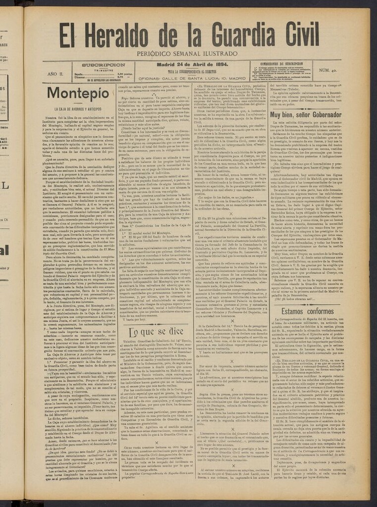 Miniatura de Heraldo de la Guardia Civil del 24 de abril de 1894