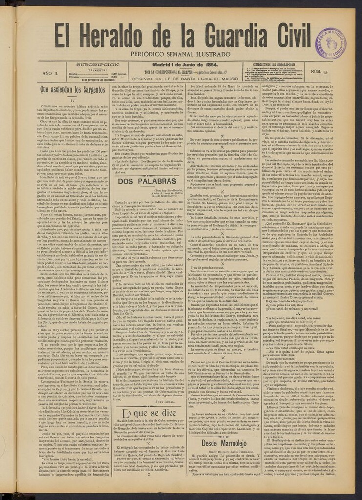 Miniatura de Heraldo de la Guardia Civil del 1 de junio de 1894