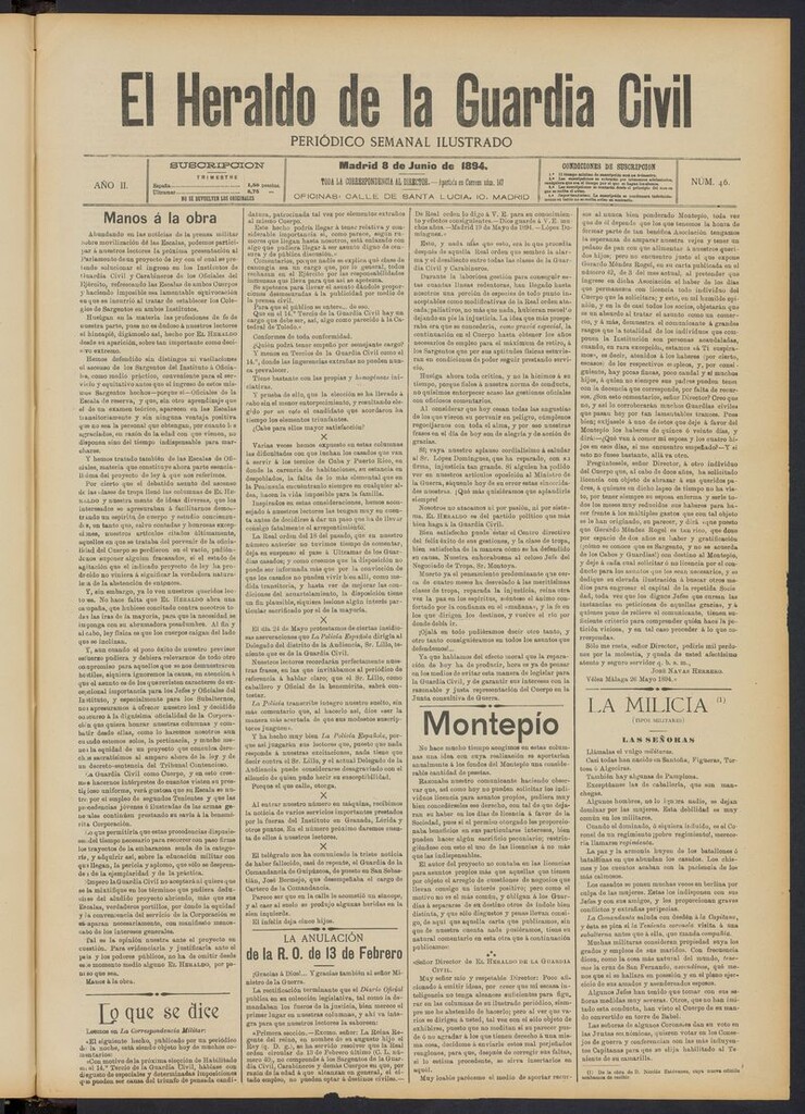 Miniatura de Heraldo de la Guardia Civil del 8 de junio de 1894