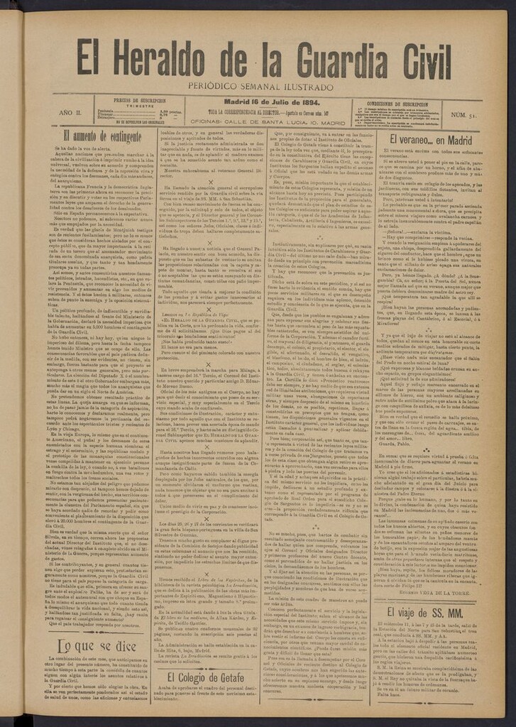 Miniatura de Heraldo de la Guardia Civil del 16 de julio de 1894