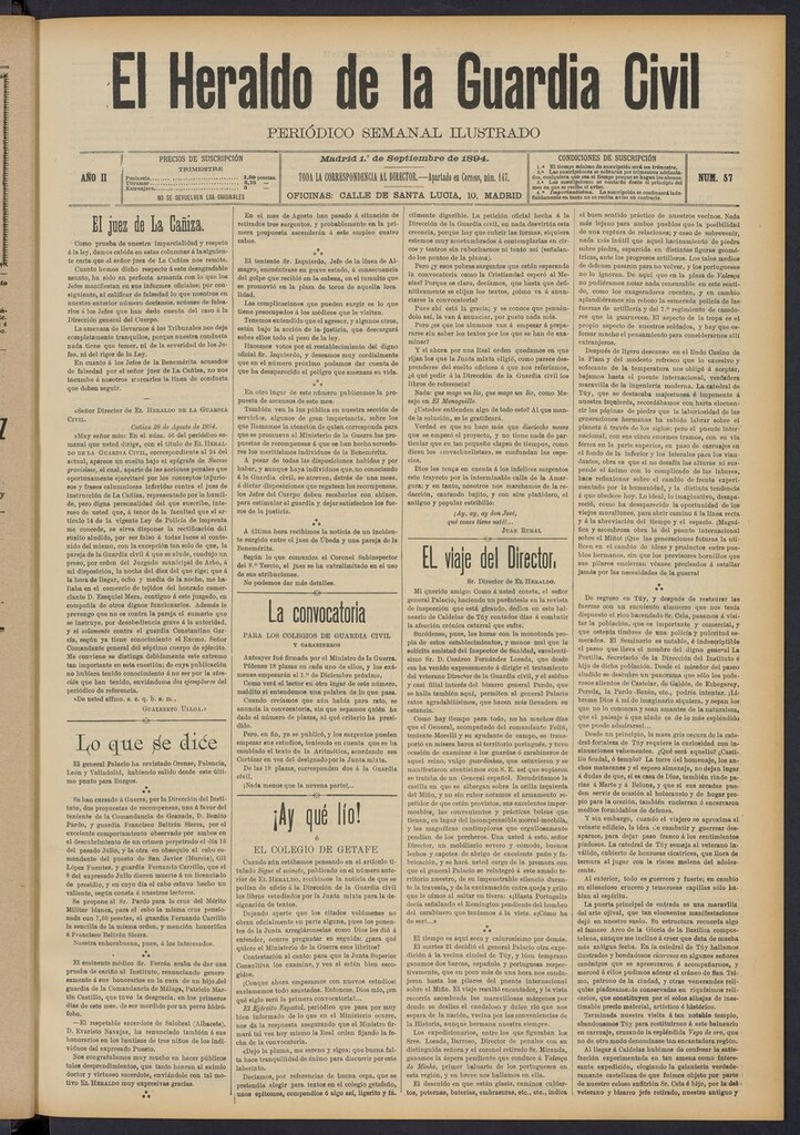 Miniatura de Heraldo de la Guardia Civil del 1 de septiembre de 1894