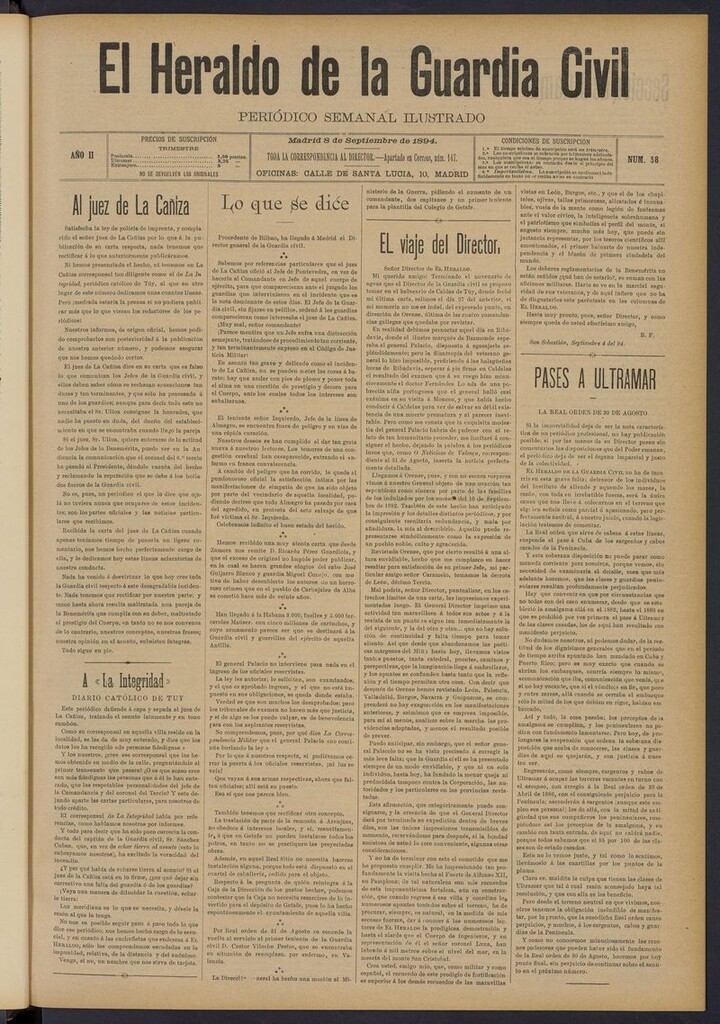 Miniatura de Heraldo de la Guardia Civil del 8 de septiembre de 1894