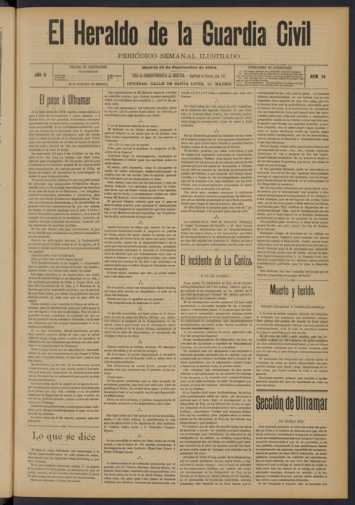 Miniatura de Heraldo de la Guardia Civil del 16 de septiembre de1894