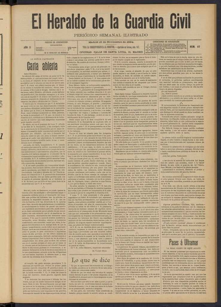 Miniatura de Heraldo de la Guardia Civil del 16 de noviembre de 1894