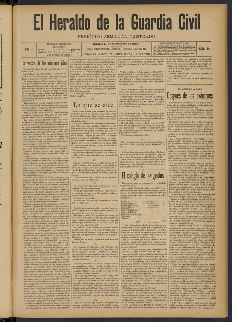 Miniatura de Heraldo de la Guardia Civil del 1 de diciembre de 1894
