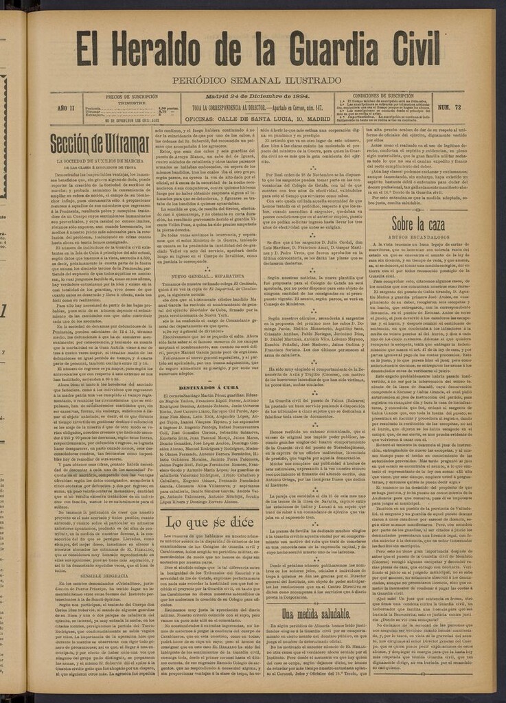 Miniatura de Heraldo de la Guardia Civil del 24 de diciembre de 1894