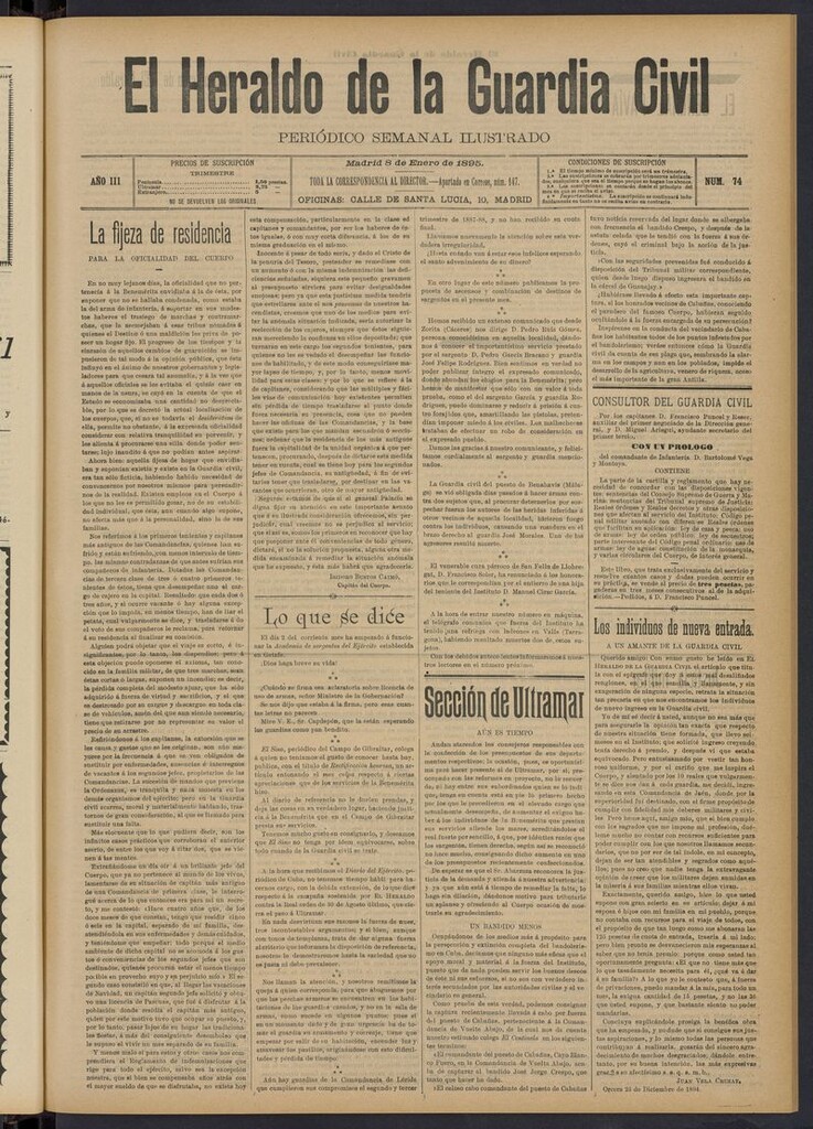 Miniatura de Heraldo de la Guardia Civil del 8 de enero de 1895