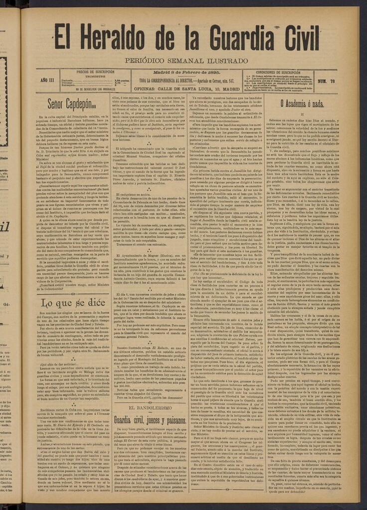 Miniatura de Heraldo de la Guardia Civil del 8 de febrero de 1895