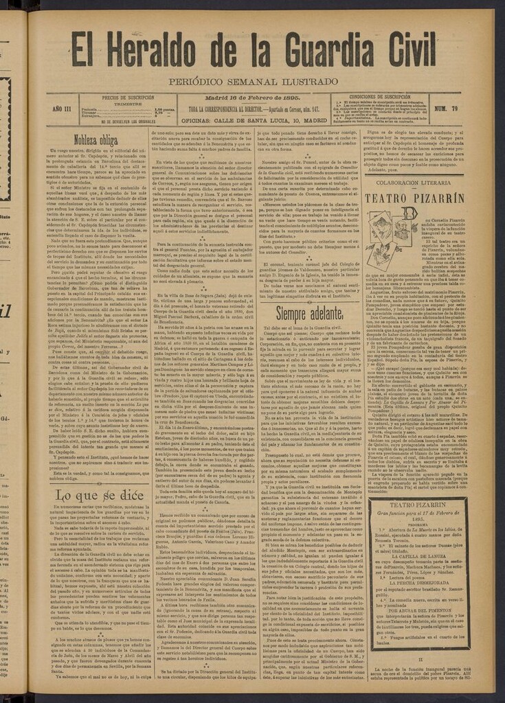 Miniatura de Heraldo de la Guardia Civil del 16 de febrero de 1895