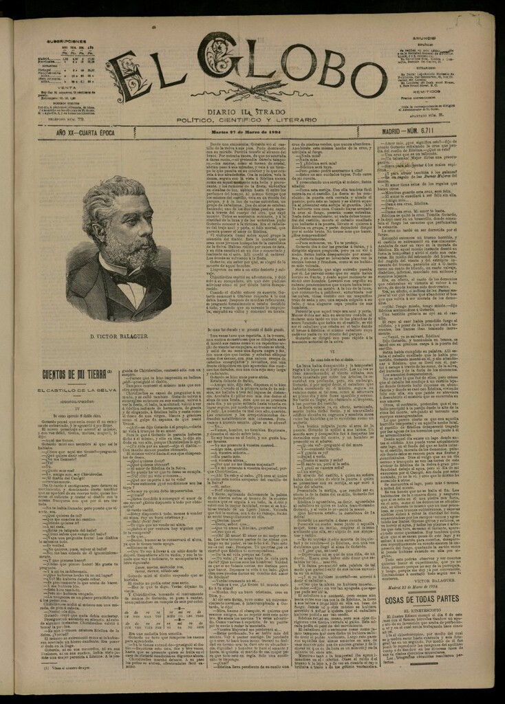 Miniatura de El Globo : diario ilustrado del 27 de marzo de 1894, nº 6711