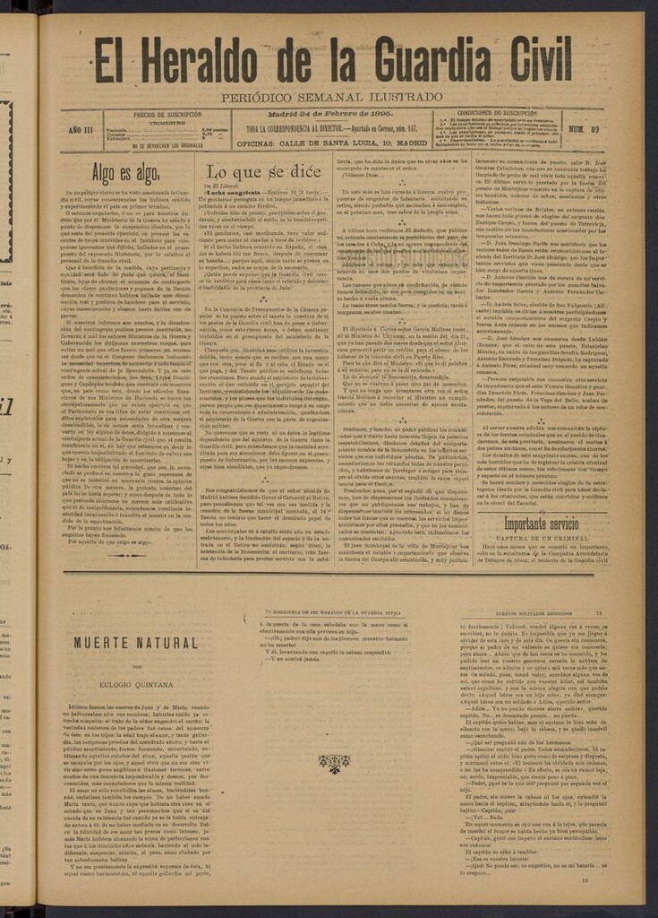 Miniatura de Heraldo de la Guardia Civil del 24 de febrero de 1895