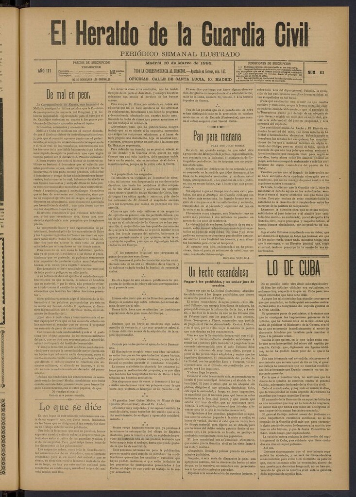 Miniatura de Heraldo de la Guardia Civil del 16 de marzo de 1895