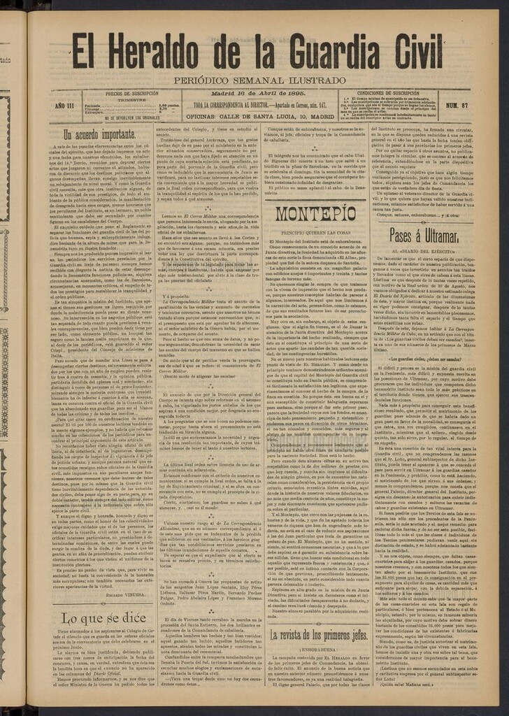 Miniatura de Heraldo de la Guardia Civil del 16 de abril de 1895