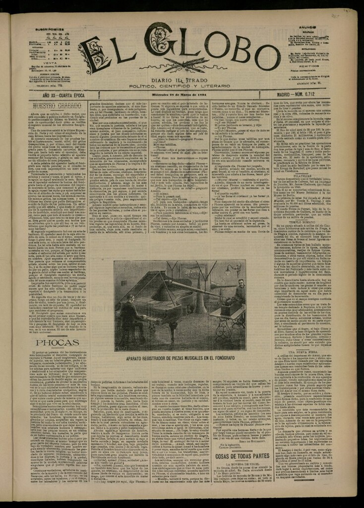 Miniatura de El Globo : diario ilustrado del 28 de marzo de 1894, nº 6712