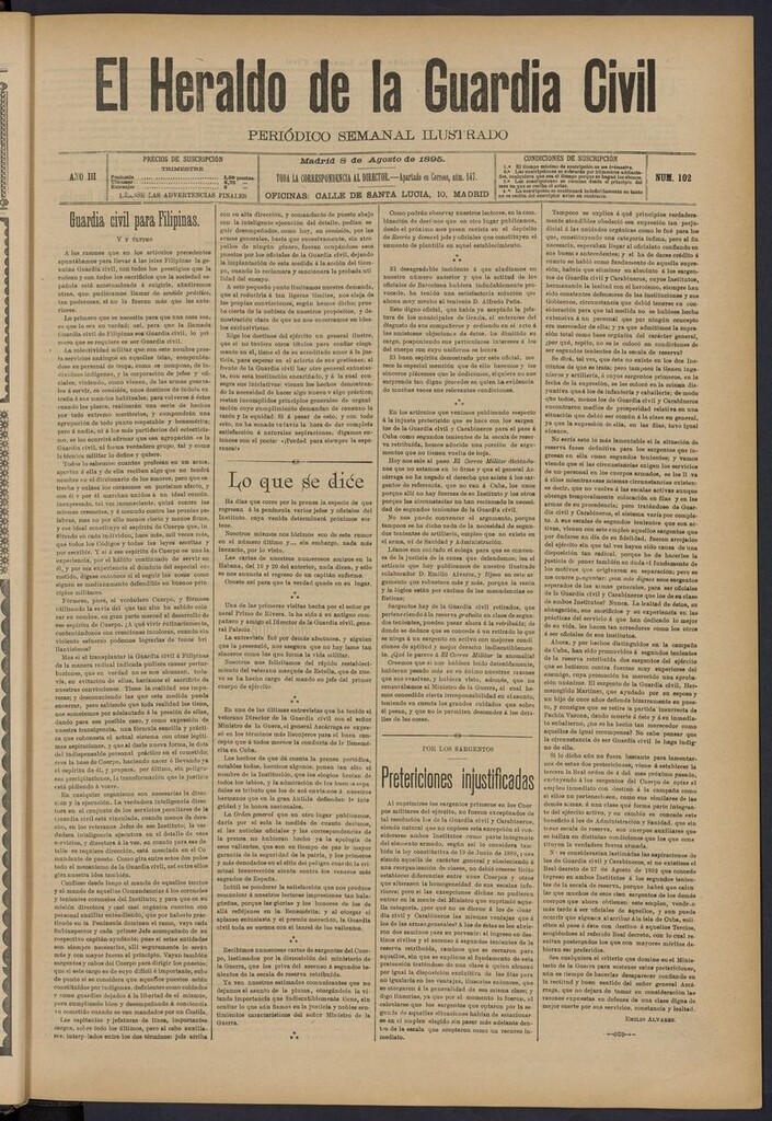Miniatura de Heraldo de la Guardia Civil del 8 de agosto de 1895