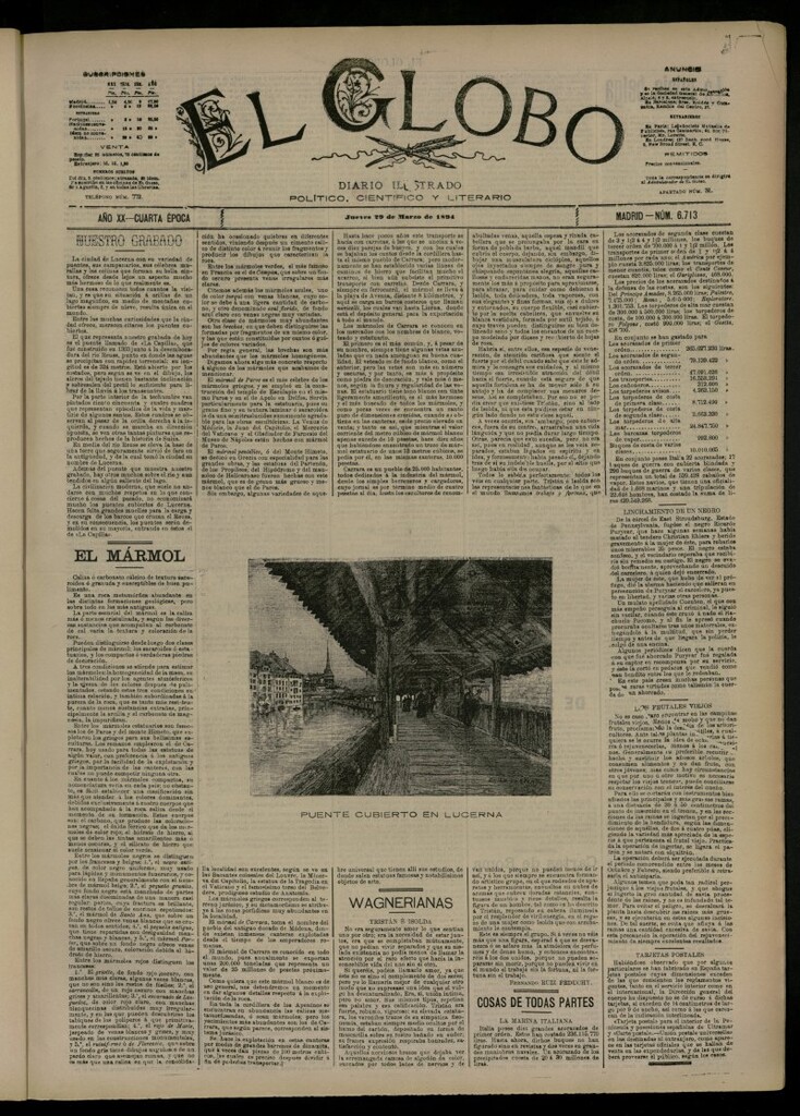 Miniatura de El Globo : diario ilustrado del 29 de marzo de 1894, nº 6713