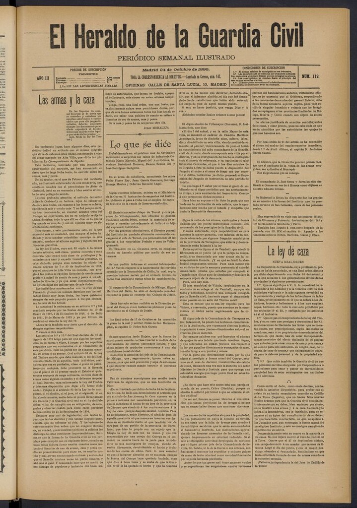 Miniatura de Heraldo de la Guardia Civil del 24 de octubre de 1895