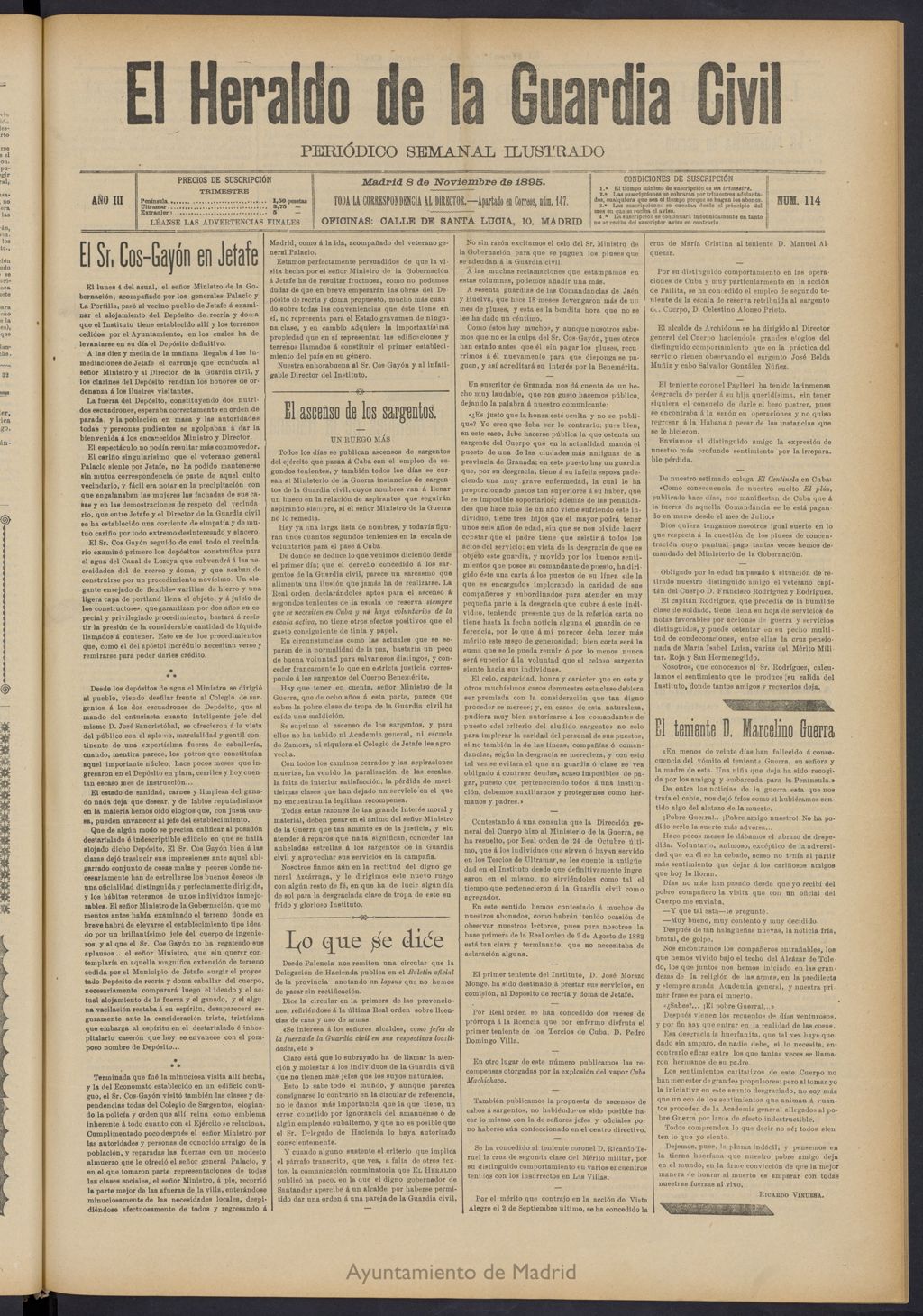Miniatura de Heraldo de la Guardia Civil del 8 de noviembre de 1895