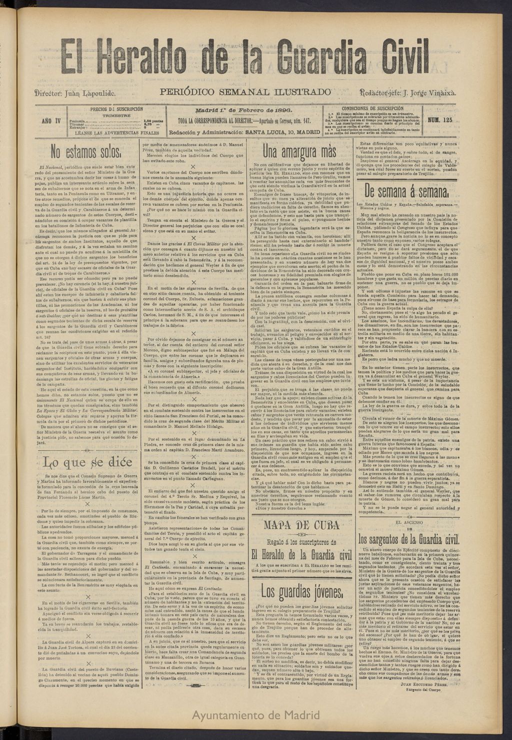 Miniatura de Heraldo de la Guardia Civil del 1 de febrero de 1896