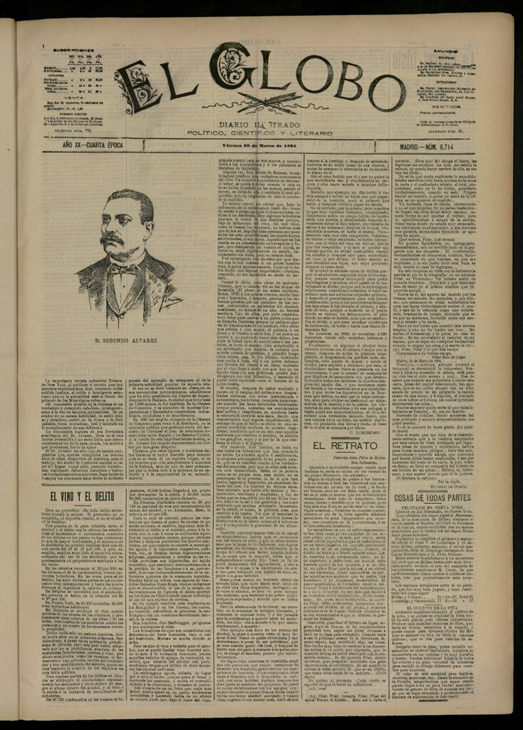 Miniatura de El Globo : diario ilustrado del 30 de marzo de 1894, nº 6714