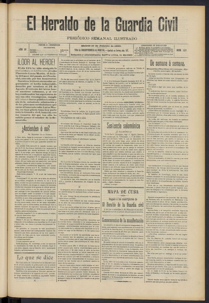 Miniatura de Heraldo de la Guardia Civil del 16 de febrero de 1896