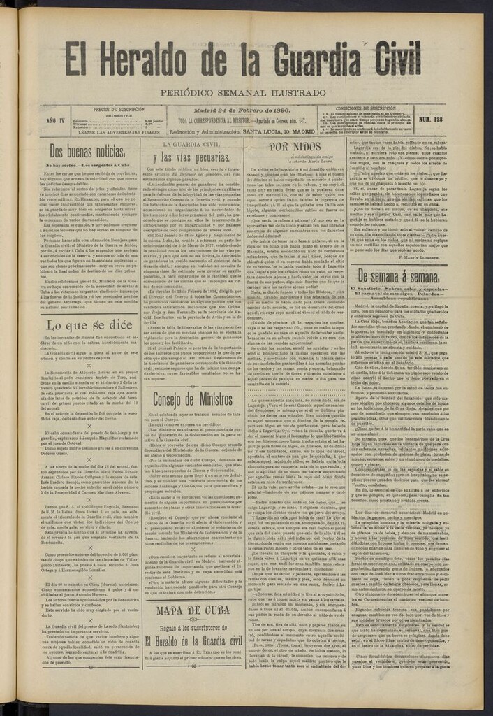Miniatura de Heraldo de la Guardia Civil del 24 de febrero de 1896
