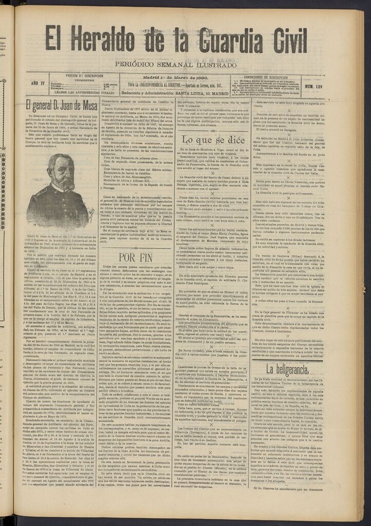 Miniatura de Heraldo de la Guardia Civil del 1 de marzo de 1896