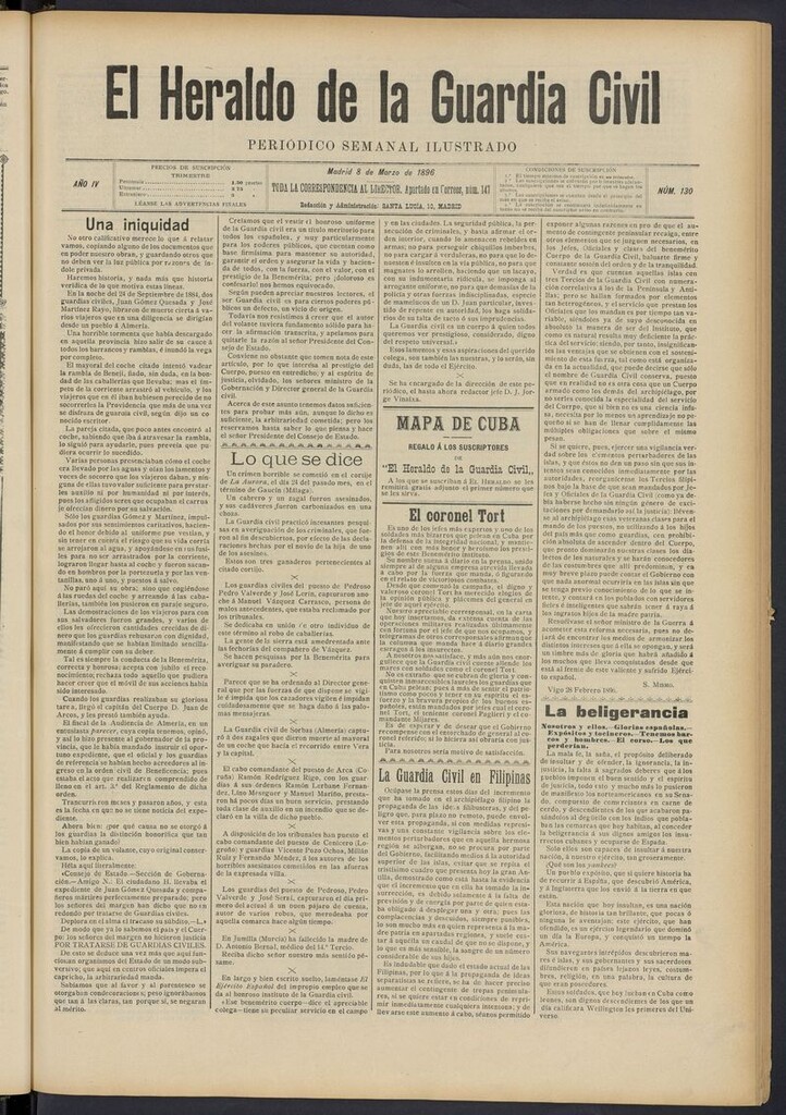 Miniatura de Heraldo de la Guardia Civil del 8 de marzo de 1896