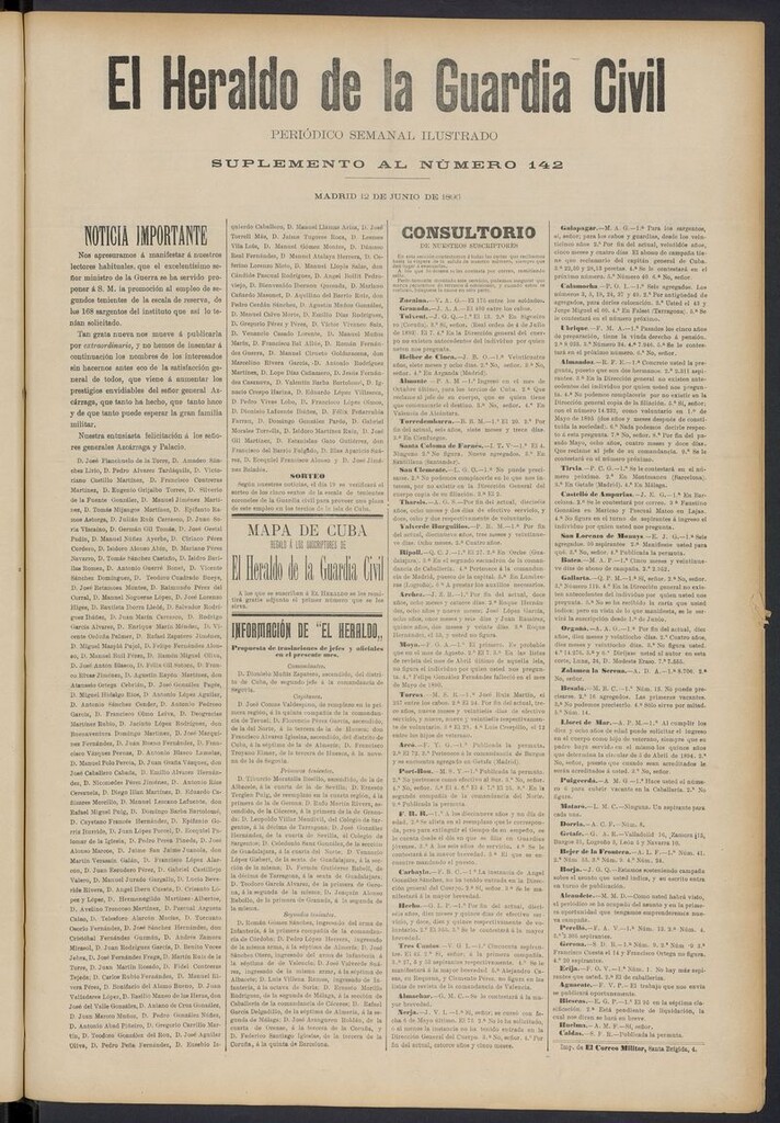 Miniatura de Heraldo de la Guardia Civil del 12 de junio de 1896, suplemento al nº 142