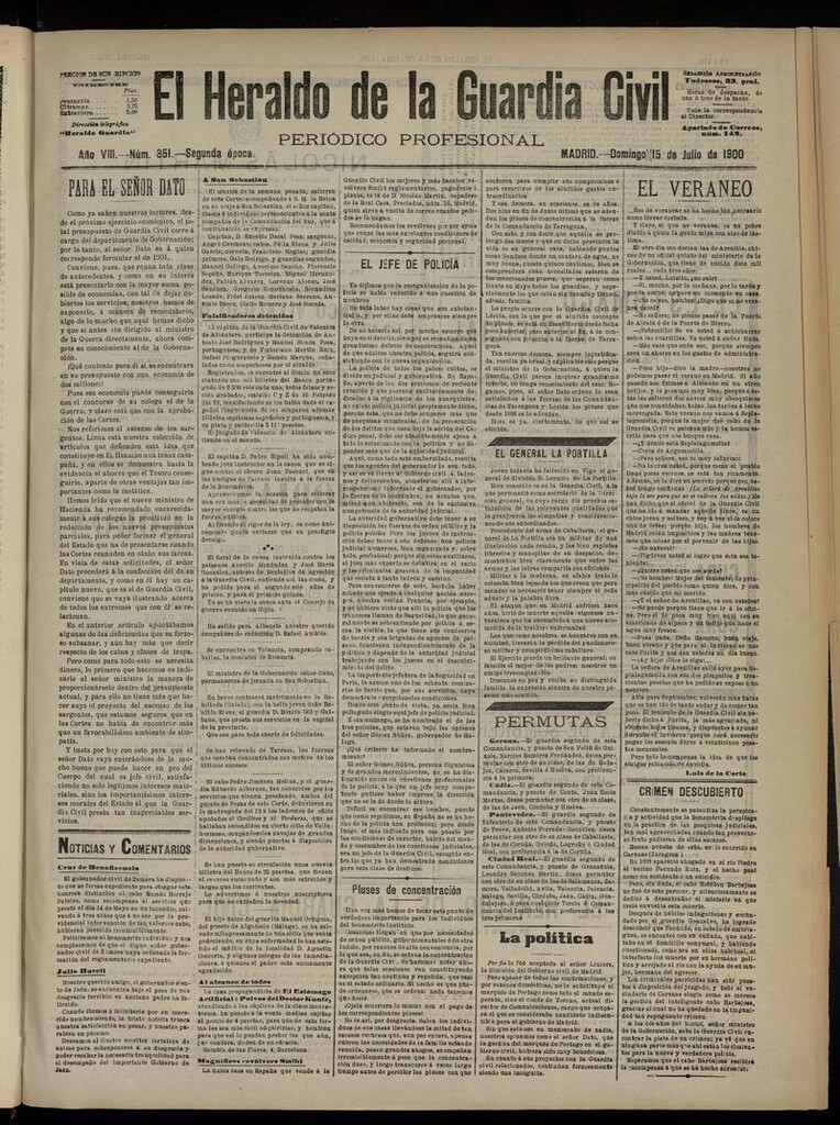 Miniatura de Heraldo de la Guardia Civil del 15 de julio de 1900