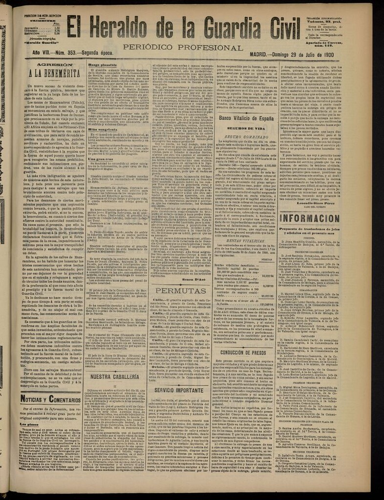 Miniatura de Heraldo de la Guardia Civil del 29 de julio de 1900
