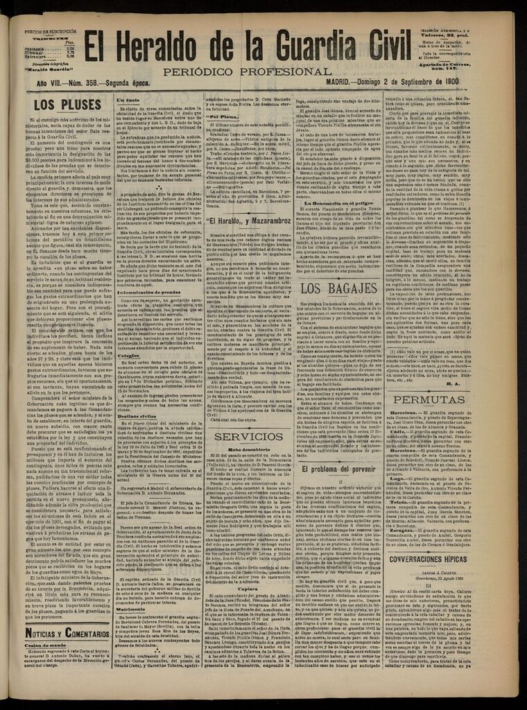 Miniatura de Heraldo de la Guardia Civil del 2 de septiembre de 1900