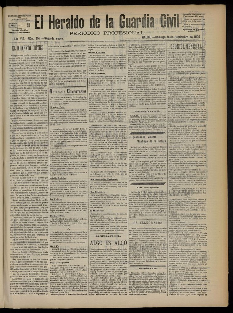 Miniatura de Heraldo de la Guardia Civil del 9 de septiembre de 1900