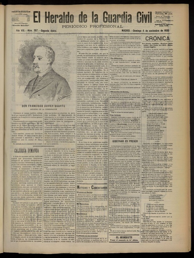 Miniatura de Heraldo de la Guardia Civil del 4 de noviembre de 1900