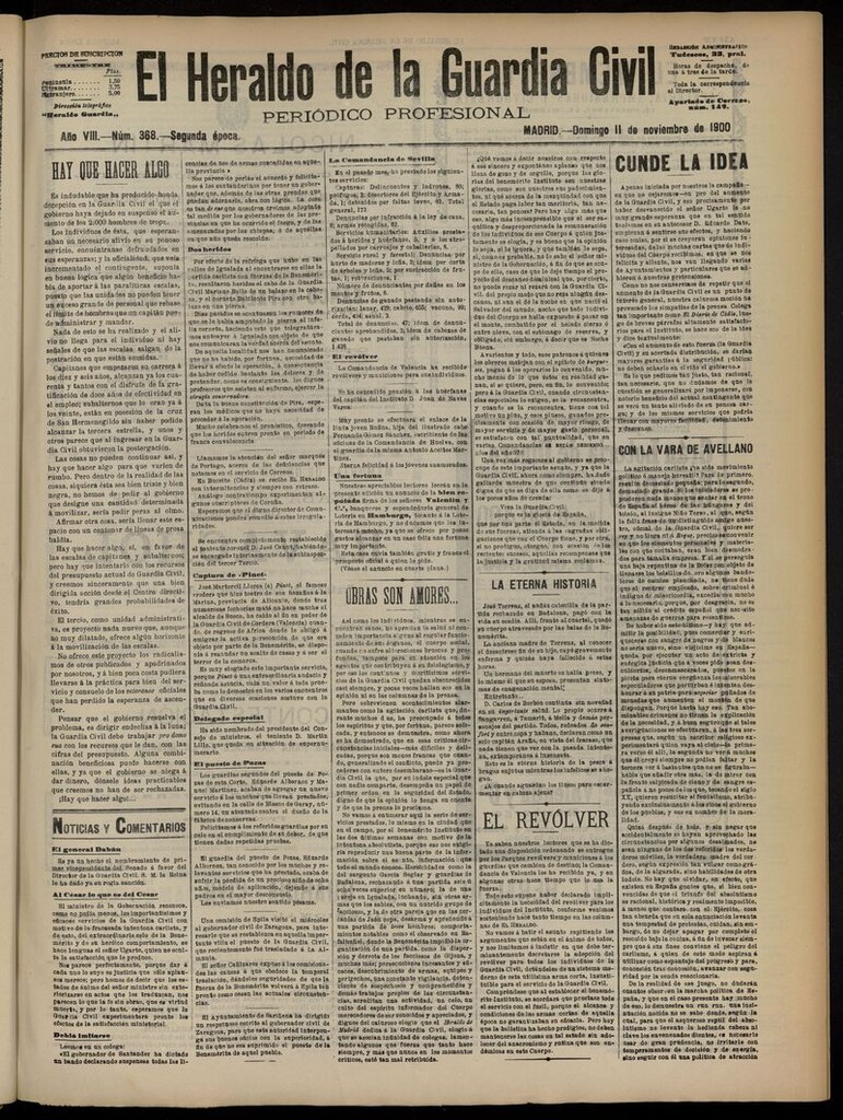 Miniatura de Heraldo de la Guardia Civil del 11 de noviembre de 1900