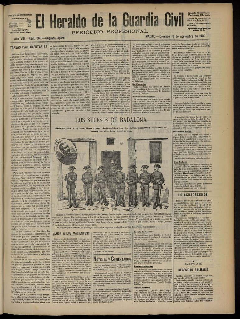 Miniatura de Heraldo de la Guardia Civil del 18 de noviembre de 1900