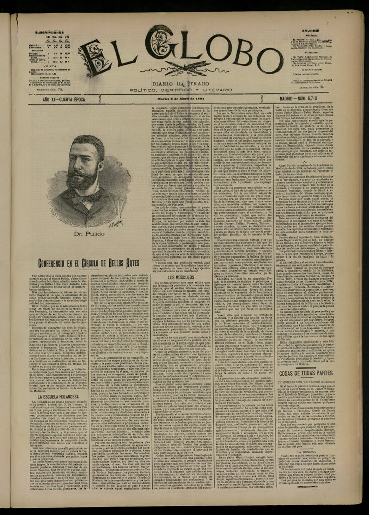 Miniatura de El Globo : diario ilustrado del 3 de abril de 1894, nº 6718