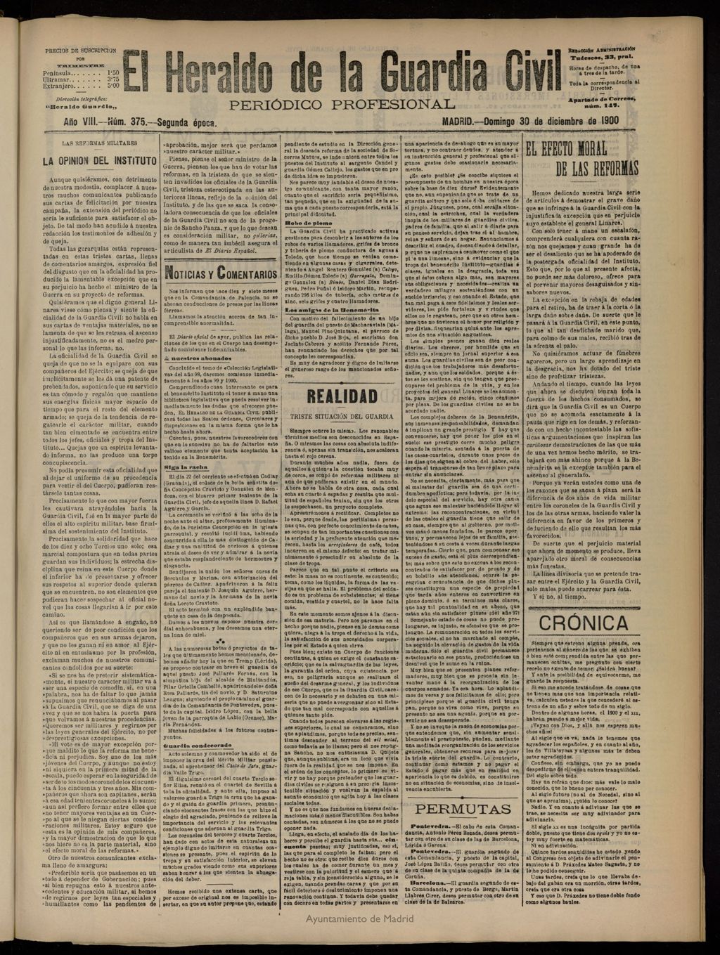 Miniatura de Heraldo de la Guardia Civil del 30 de diciembre de 1900