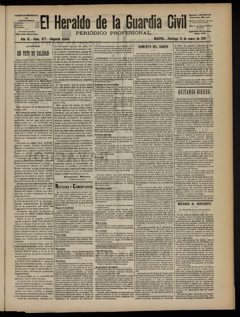 Miniatura de Heraldo de la Guardia Civil del 13 de enero de 1901