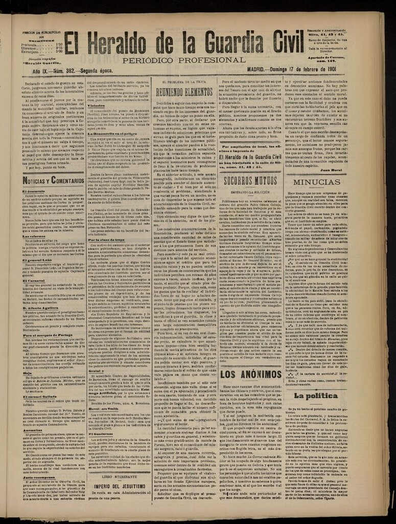 Miniatura de Heraldo de la Guardia Civil del 17 de febrero de 1901