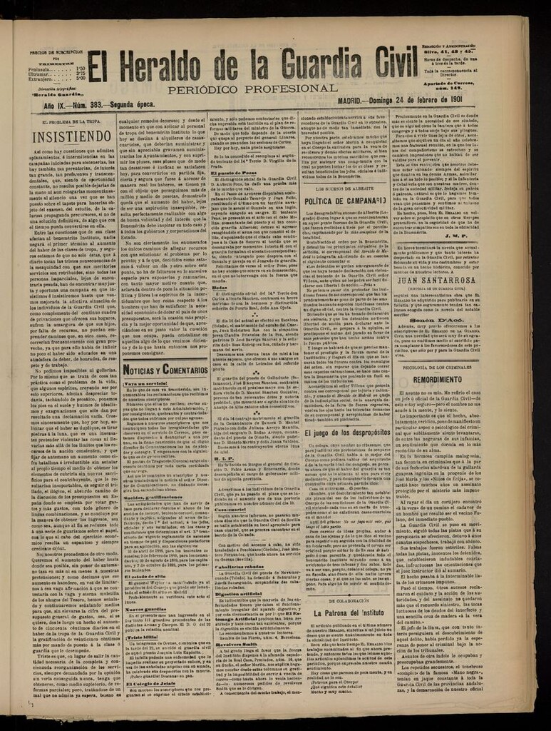 Miniatura de Heraldo de la Guardia Civil del 24 de febrero de 1901