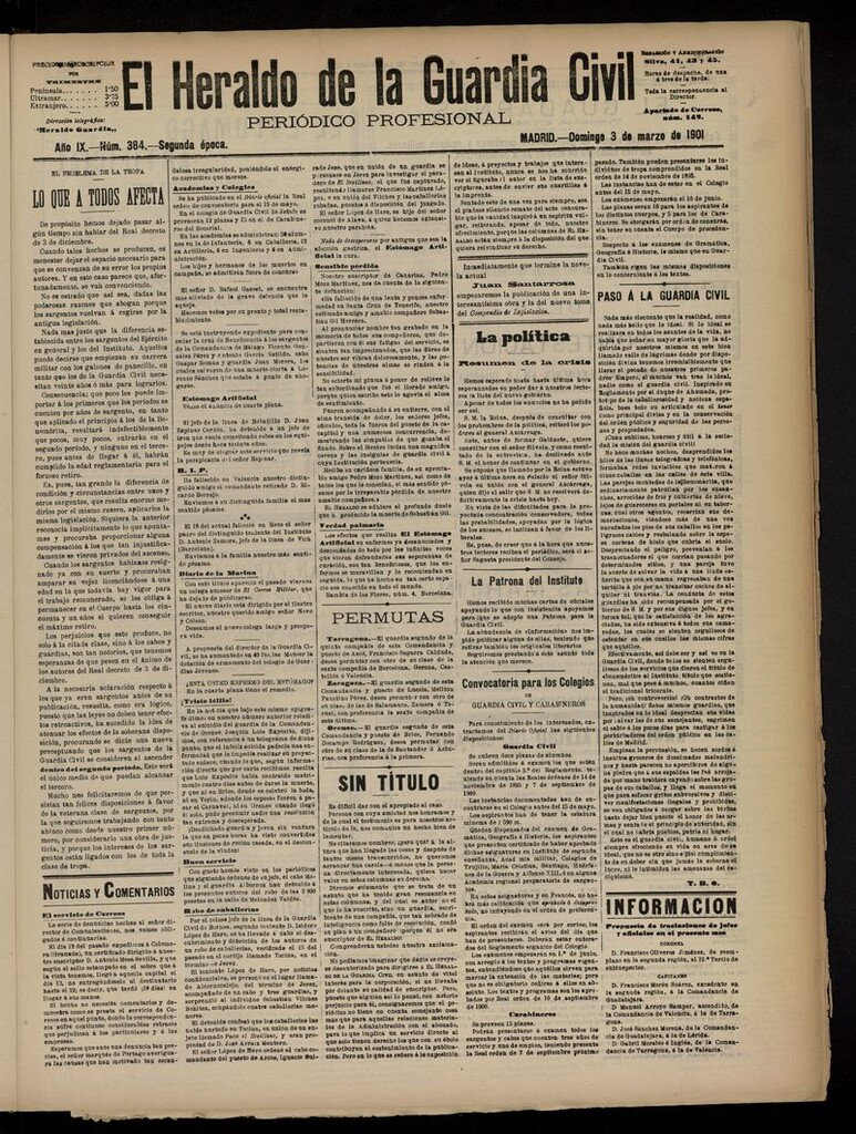 Miniatura de Heraldo de la Guardia Civil del 3 de marzo de 1901