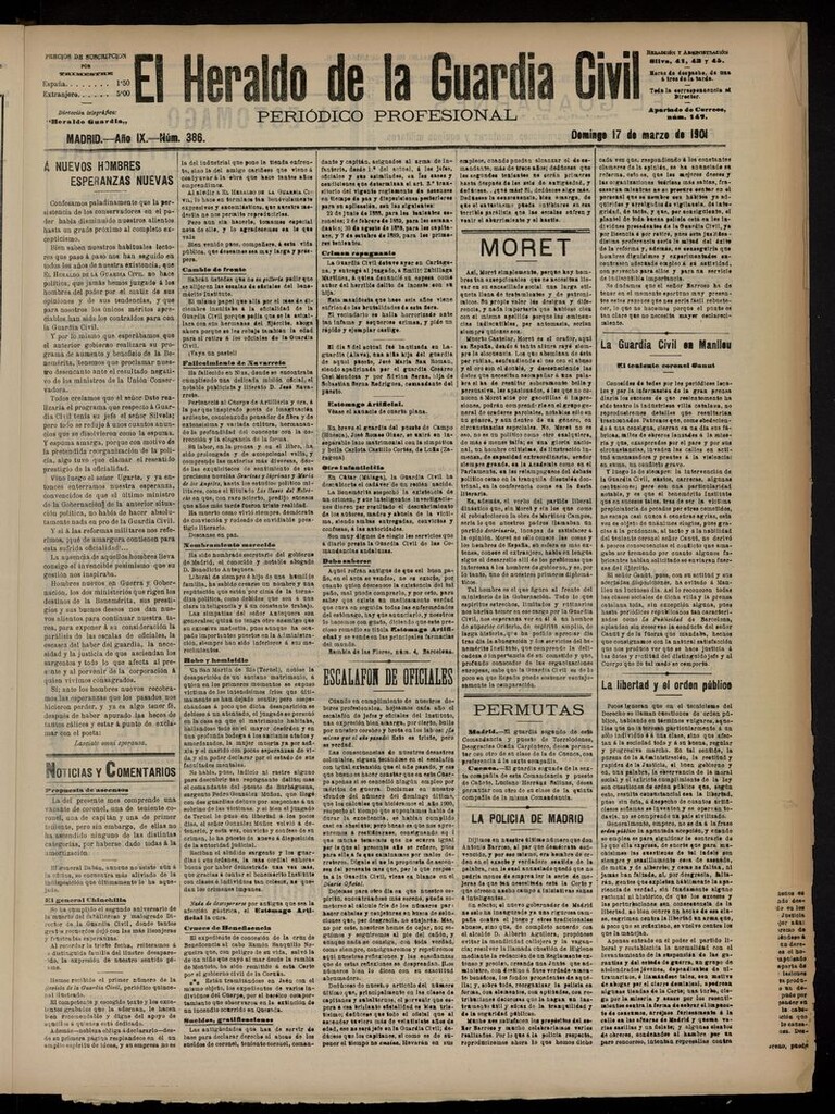 Miniatura de Heraldo de la Guardia Civil del 17 de marzo de 1901